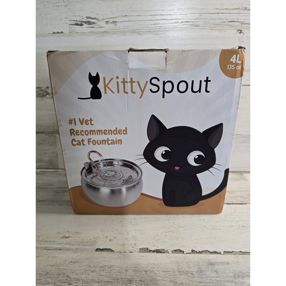KittySpout Stainless Steel Cat Water Fountain 4L 135oz Silent Pump SMA-800